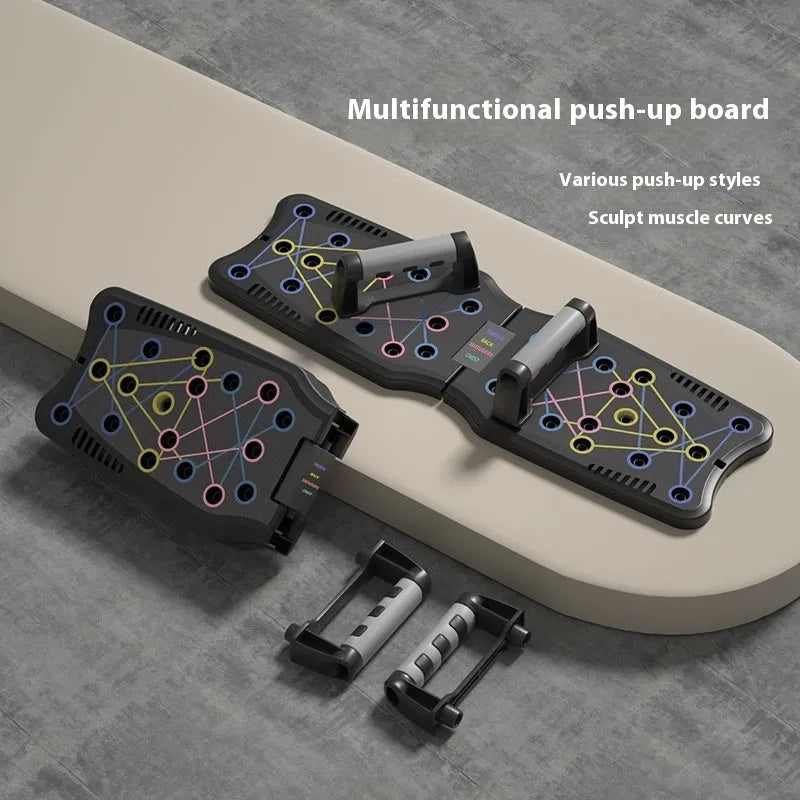 Set of ABS push up support plates in assorted colours for upper body muscle training.