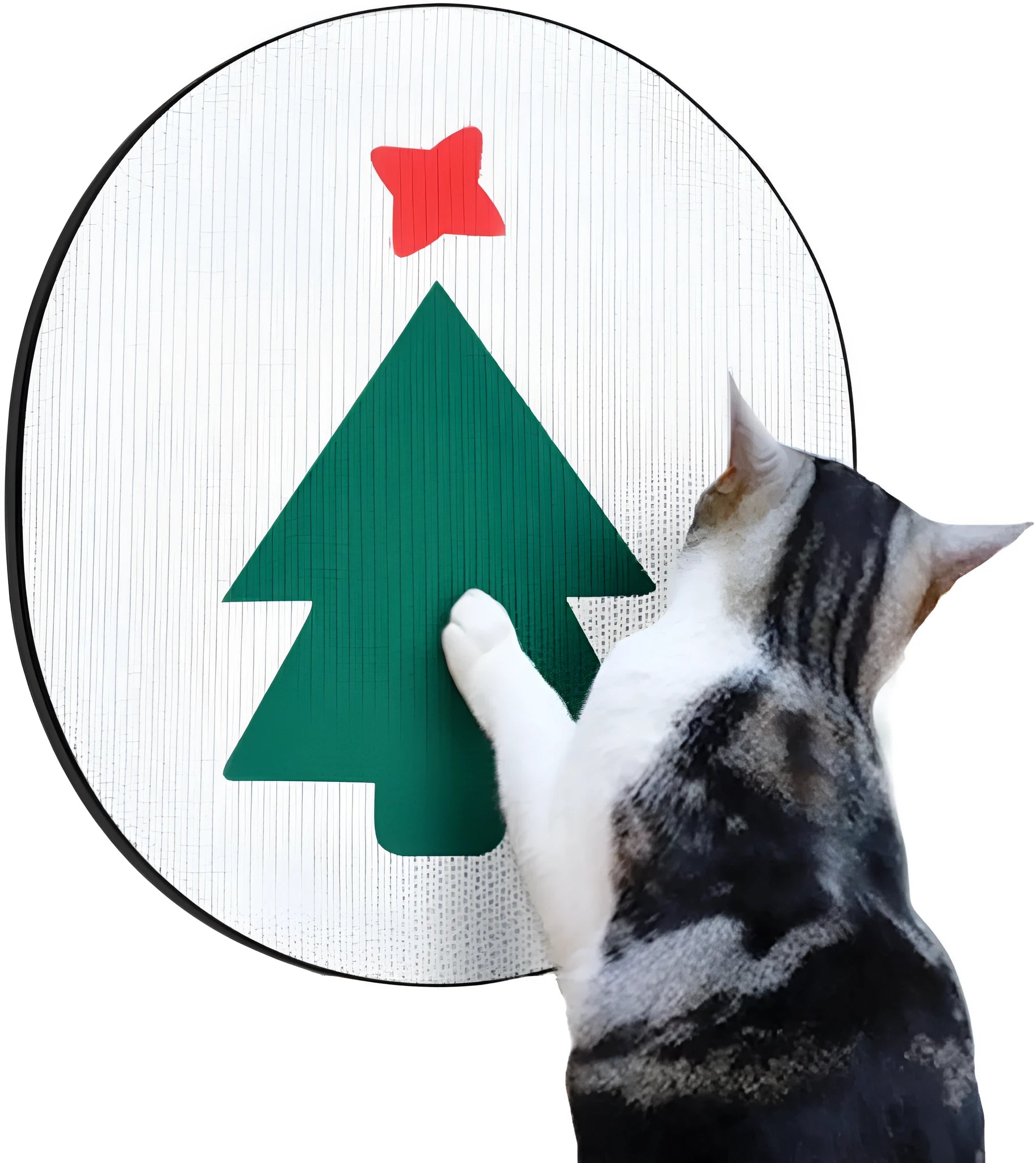 Wall mounted cat scratching pad with corrugated cardboard surface measuring 35cm by 44cm