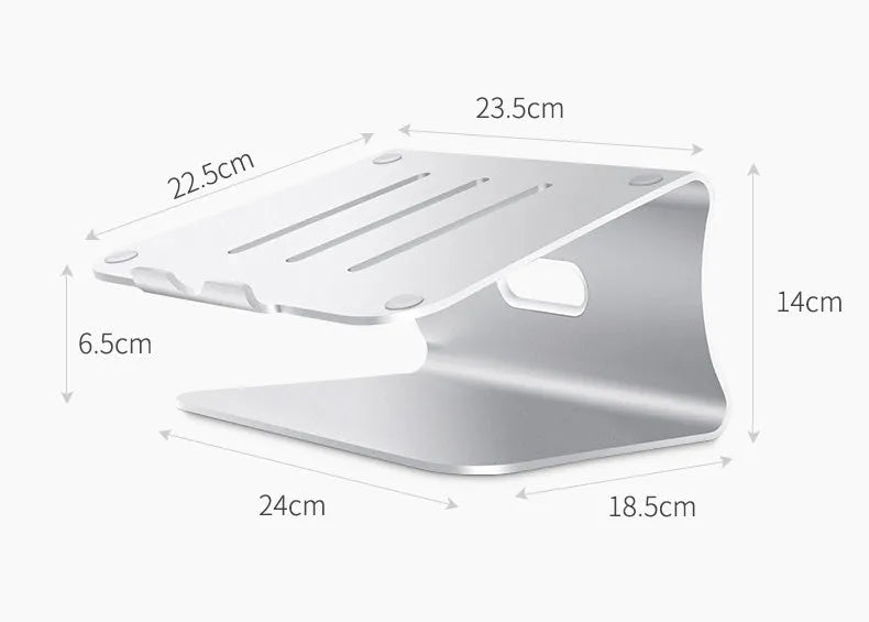 Rotary aluminium laptop cooling bracket in grey and silver striped finishes, 4.07mm thick