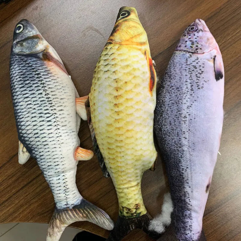30cm electronic jumping fish cat toy with USB cable in multicolour fish designs