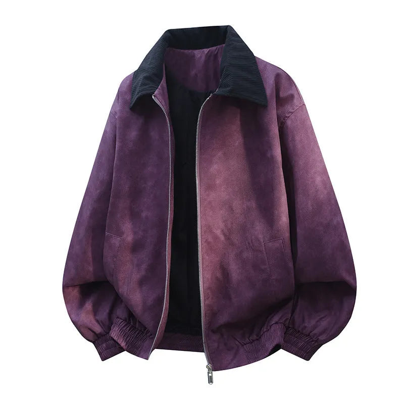 Men's casual jacket with stitching lapel in black, side seam pocket visible.