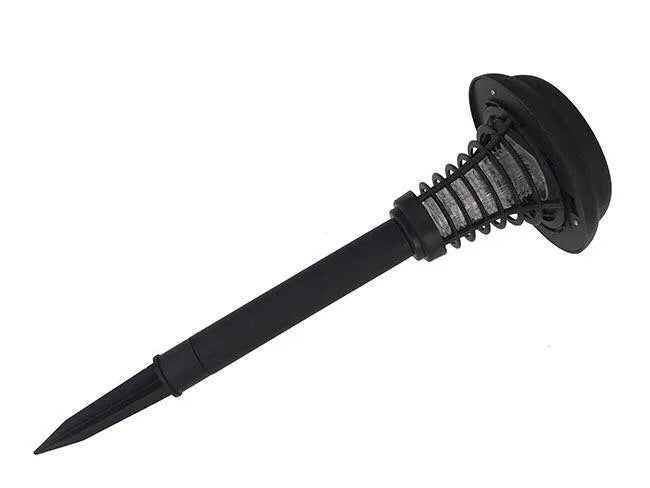 Black solar insect killing mosquito lawn lamp with 42cm height and 14cm diameter lamp head for garden pest control