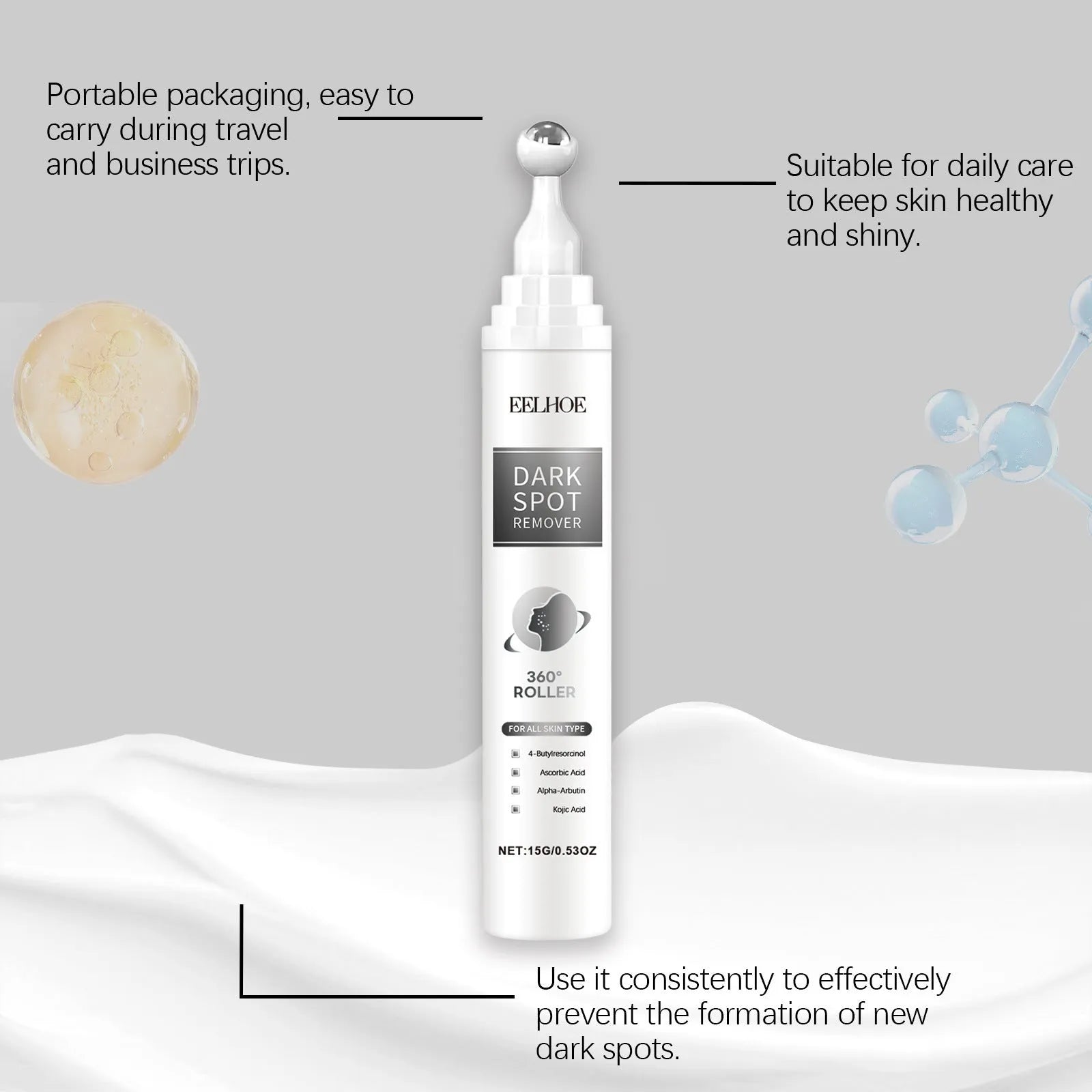 15g tube of facial essence cream with jojoba oil and brightening ingredients