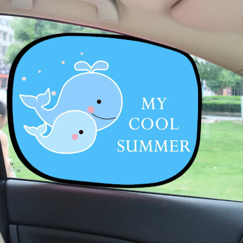 Electrostatic adsorption nylon mesh car sunshade pair for side windows in Giraffe Pair size
