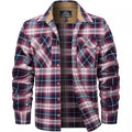 Men's button-down flannel shirt in a plaid pattern, shown in an orange colour variant.