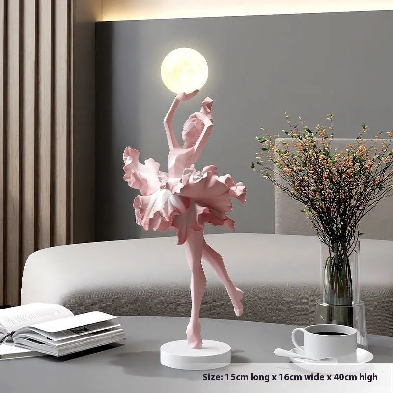 Art girl atmosphere small night lamp in black gold, white, pink, or light blue colour with USB charging