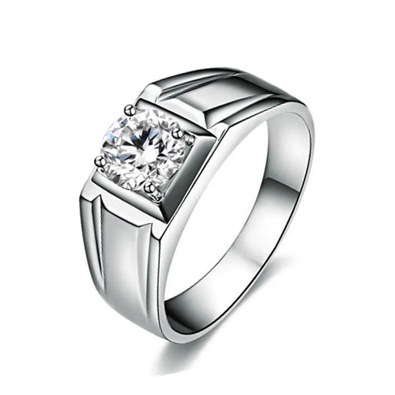 Men's square diamond ring in copper with adjustable opening, gold and platinum finish options