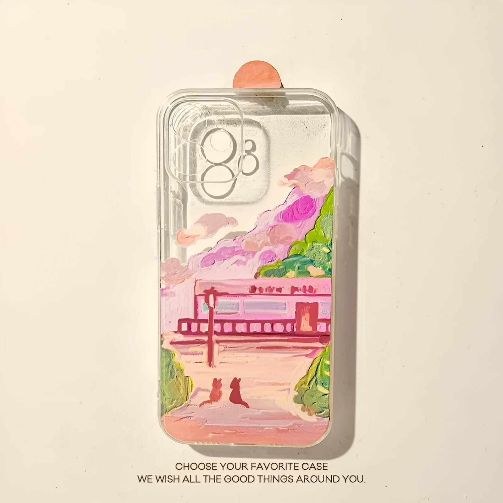 Soft silicone iPhone case with two cat cartoon design on PC material