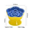 Ceramic pet bowl with high foot neck protector to prevent tipping for dogs and cats feeding
