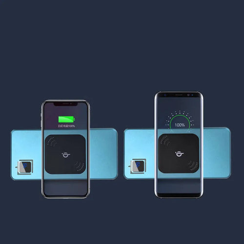 Silver alloy portable power bank with LCD screen showing battery percentage, alongside red and blue versions.