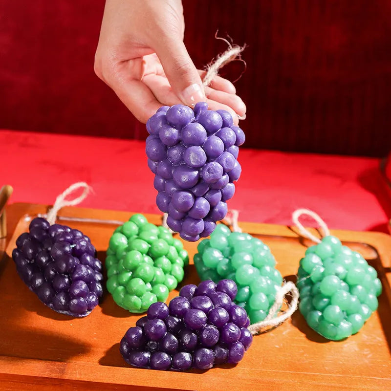 Purple and green grape handmade soap bar with grape cluster design, 80g weight