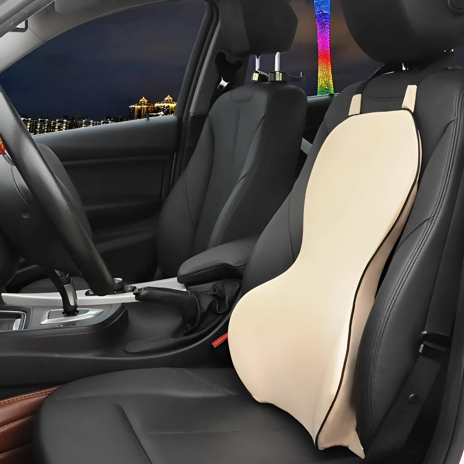 Memory cotton car lumbar support cushion in black, coffee, grey, or off-white colours