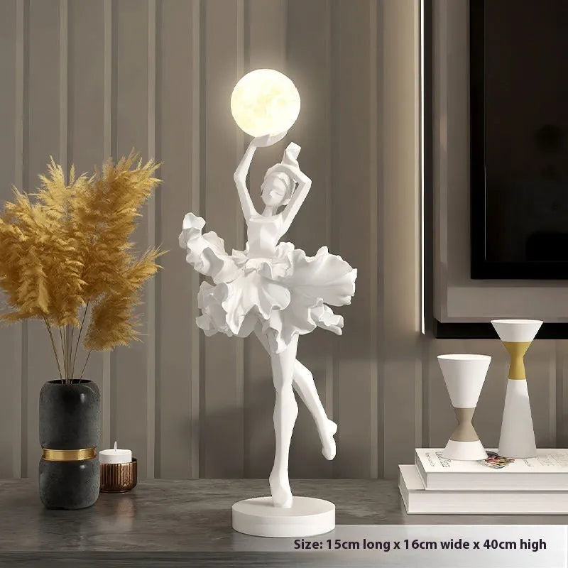 Art girl atmosphere small night lamp in black gold, white, pink, or light blue colour with USB charging