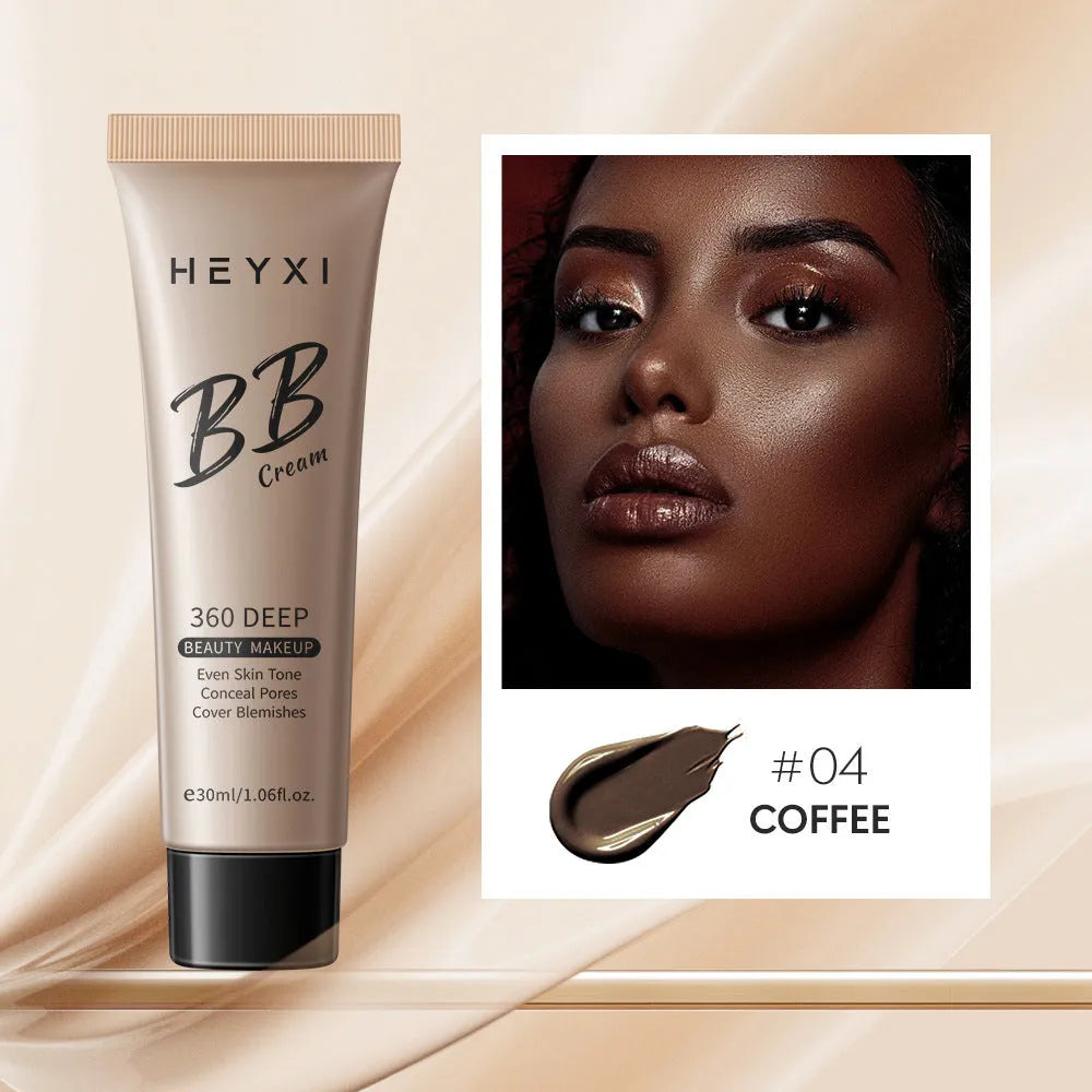 Waterproof BB cream with SPF protection in four shade options 01, 02, 03, 04