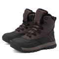 Black plus size men's high-top boots with fleece lining, flat heel, and front lace-up design on a ribbed TPR sole.
