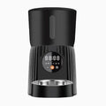 Black and white intelligent pet feeder with automatic timing and remote feeding functions