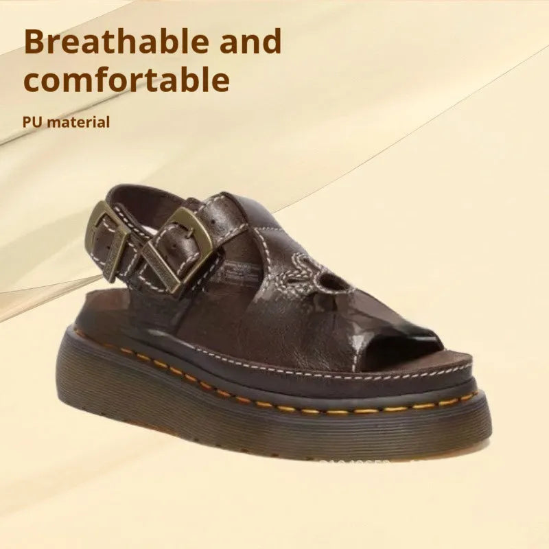 Men's embroidered floral pattern beach sandals in black or brown colours with flat heel