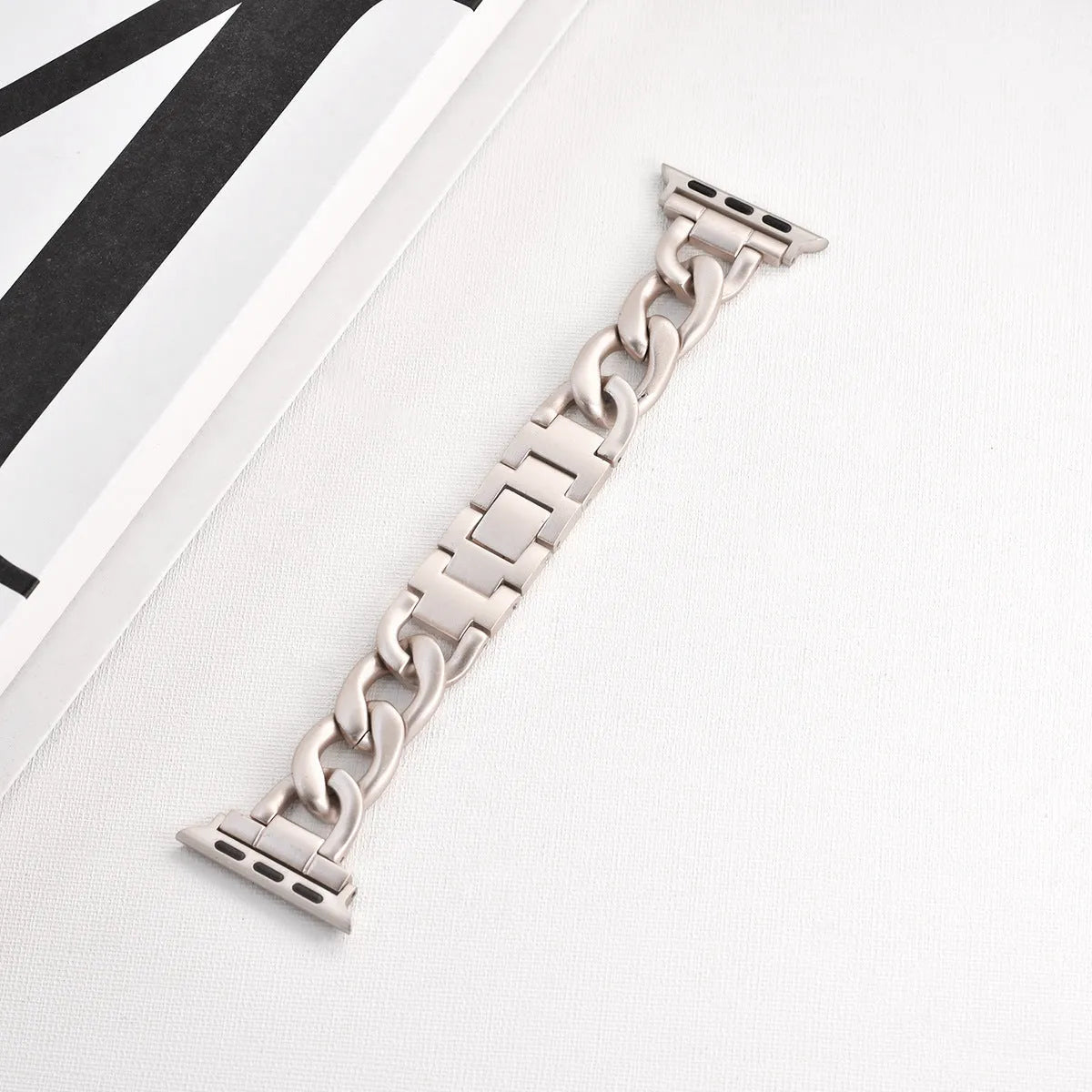 Denim chain metal Apple Watch strap in silver, black, gold, rose gold, and starlight colours for 38-49mm models