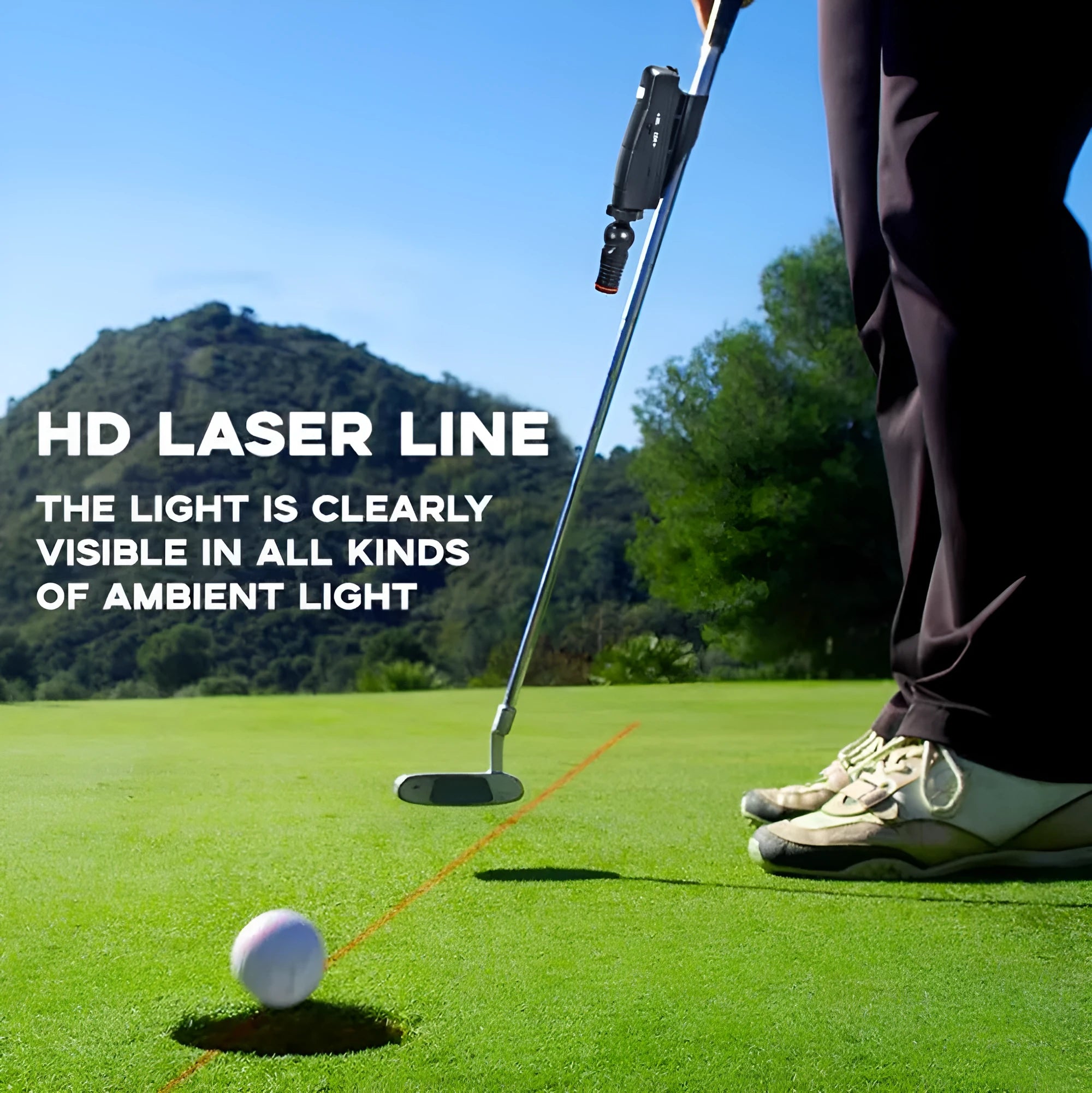 Black golf push rod laser aiming sight accessory for putting alignment practice