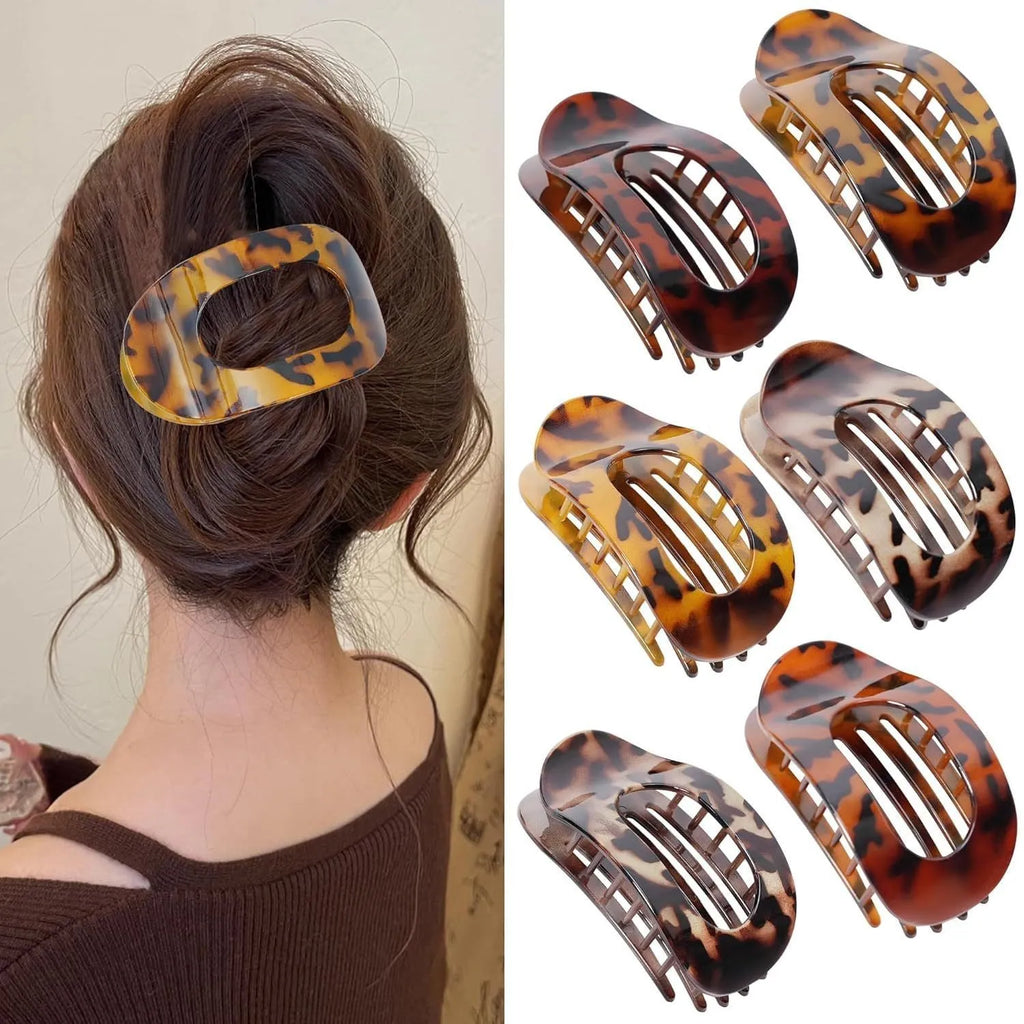 Six rose red plastic hair clips with a frosted grip and pointed toe B-style design.