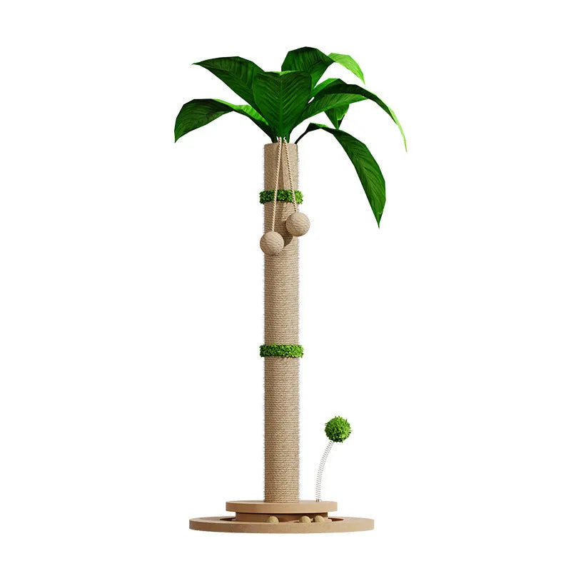 Vertical cat climbing frame with hemp rope scratching posts and density plate perches in canna colour