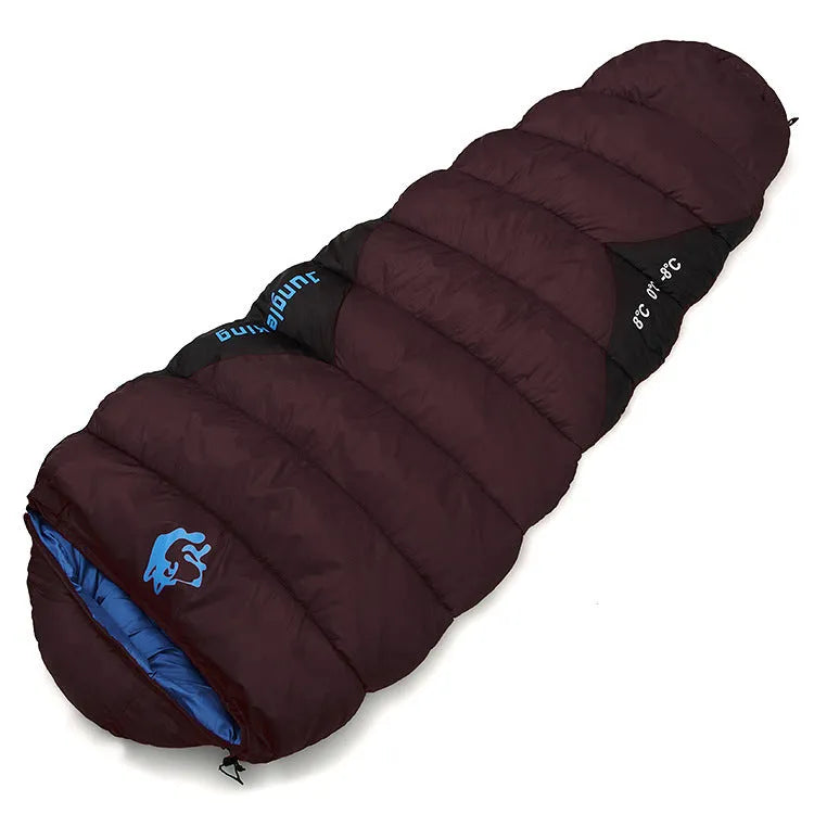 Cotton camping sleeping bag with compression sack in Army Green colour.
