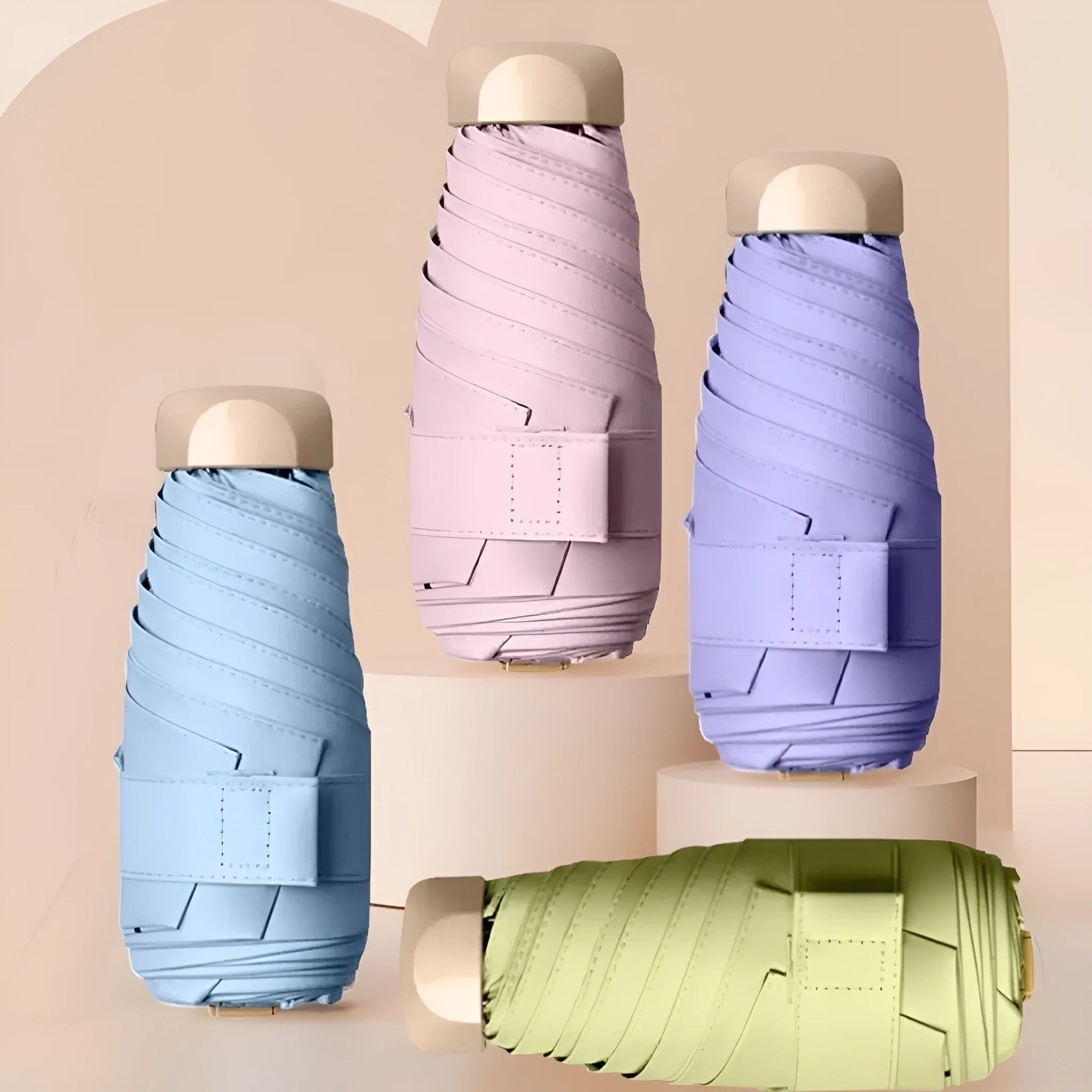 Gradient vinyl five-fold sun umbrella with alloy frame in multiple colour options