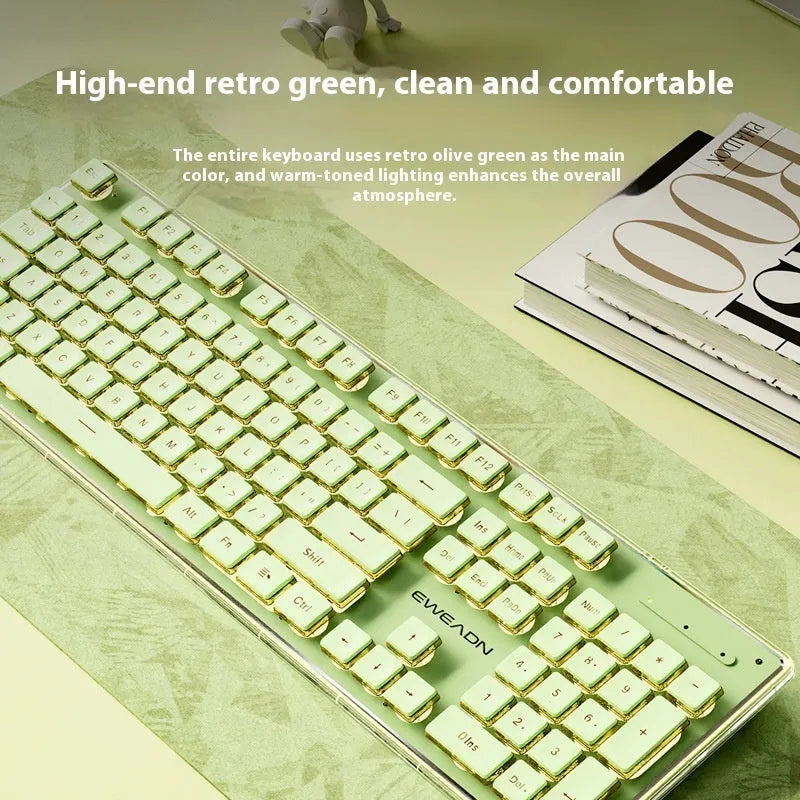 Prewalker V3 keyboard and mouse set in retro green colour with wired connection
