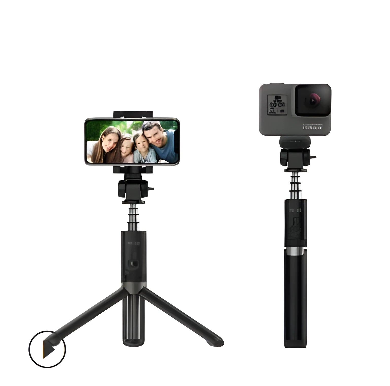 Bluetooth tripod selfie stick with aluminium telescopic rod and phone bracket