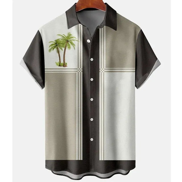 Men's slim fit short sleeve shirt with digital printed floral pattern on polyester fabric in various colours