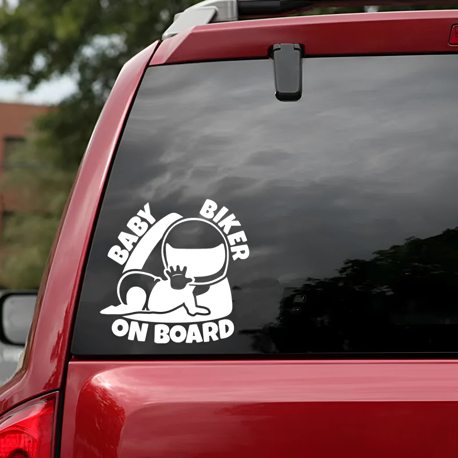 Reflective BABY ON BOARD car sticker 14.5x15 cm black and white safety warning