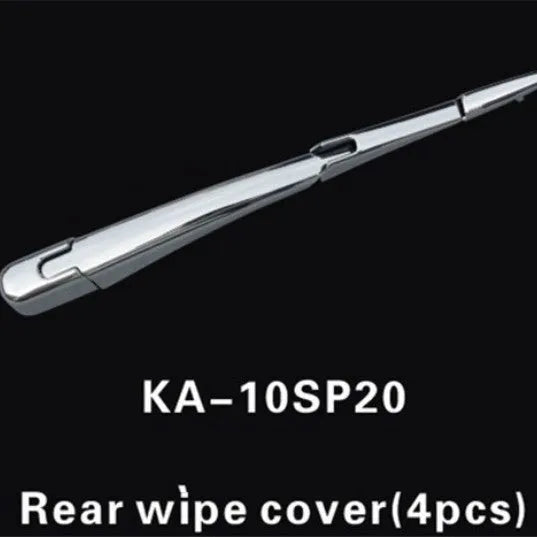 Set of four silvery ABS plastic rear window wiper cover trim strips for a 2010 Hyundai.