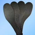 Black 3K full palm carbon fibre running insoles showing thickness options for shock absorption and high elasticity support
