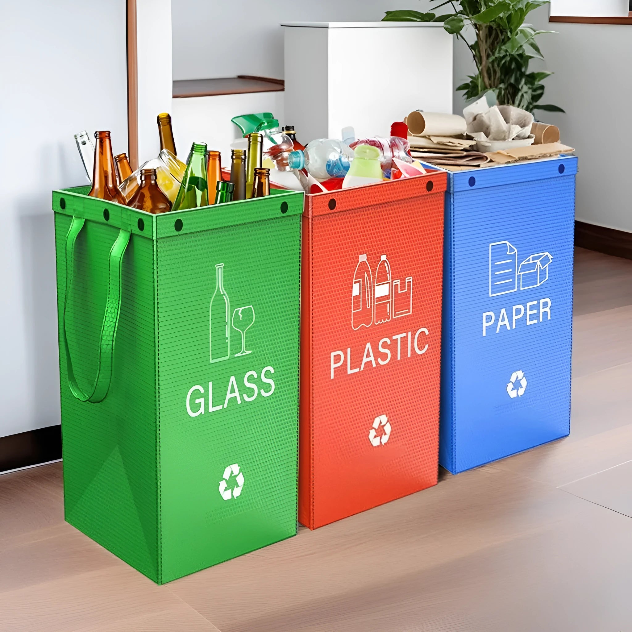 40 litre plastic recycling bin in blue colour with clean bag design for household waste sorting
