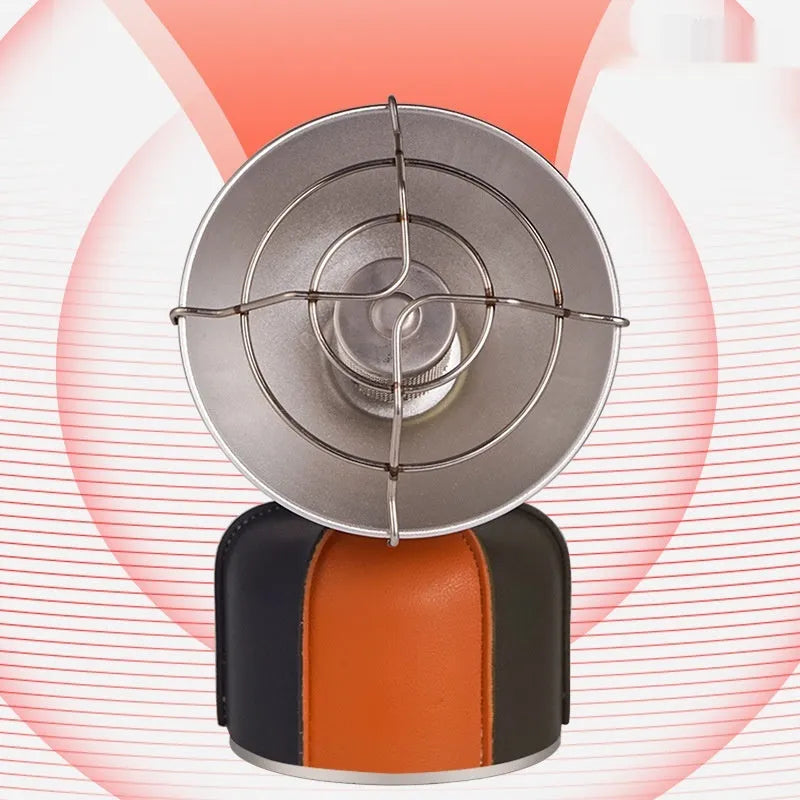 Portable black and orange camping heating stove with automatic ignition