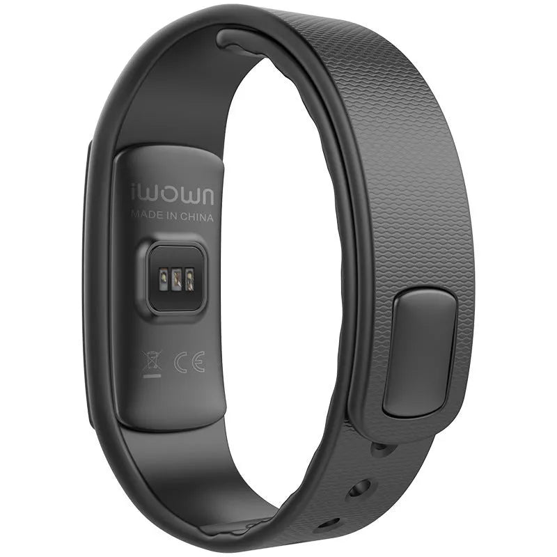 I6 smart sports bracelet in black or green on a wrist, showing its 0.96-inch colour touch screen.