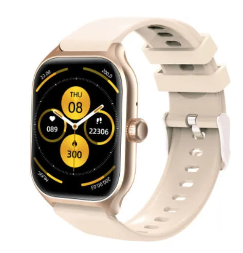 Bluetooth smart watch with touch screen display and silicone strap for fitness tracking