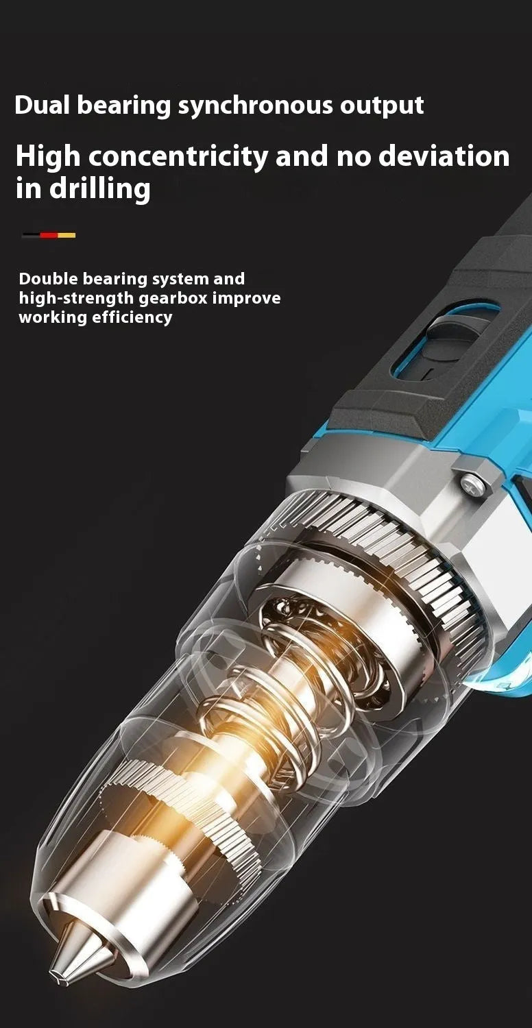 12V cordless impact pistol drill electric screwdriver with LED light in plastic storage box