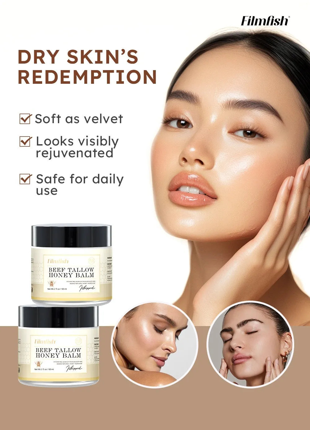 Honey moisturising body cream in 60ml tube for skin hydration