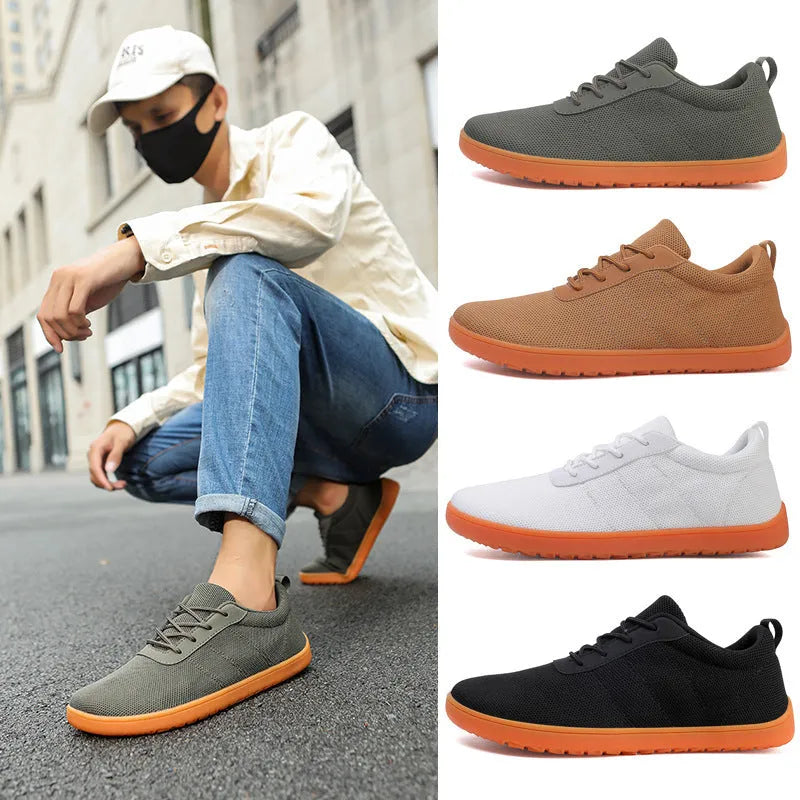 Men's low-top lace-up walking shoes in Army Green with a Flyknit upper and rubber sole.