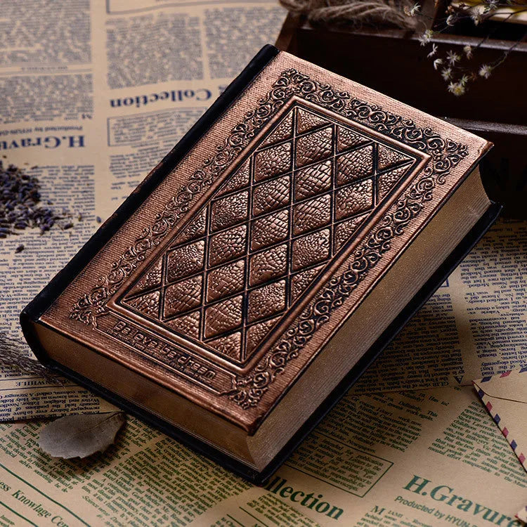 A4 embossed faux leather notepad with textured cover in bronze colour.