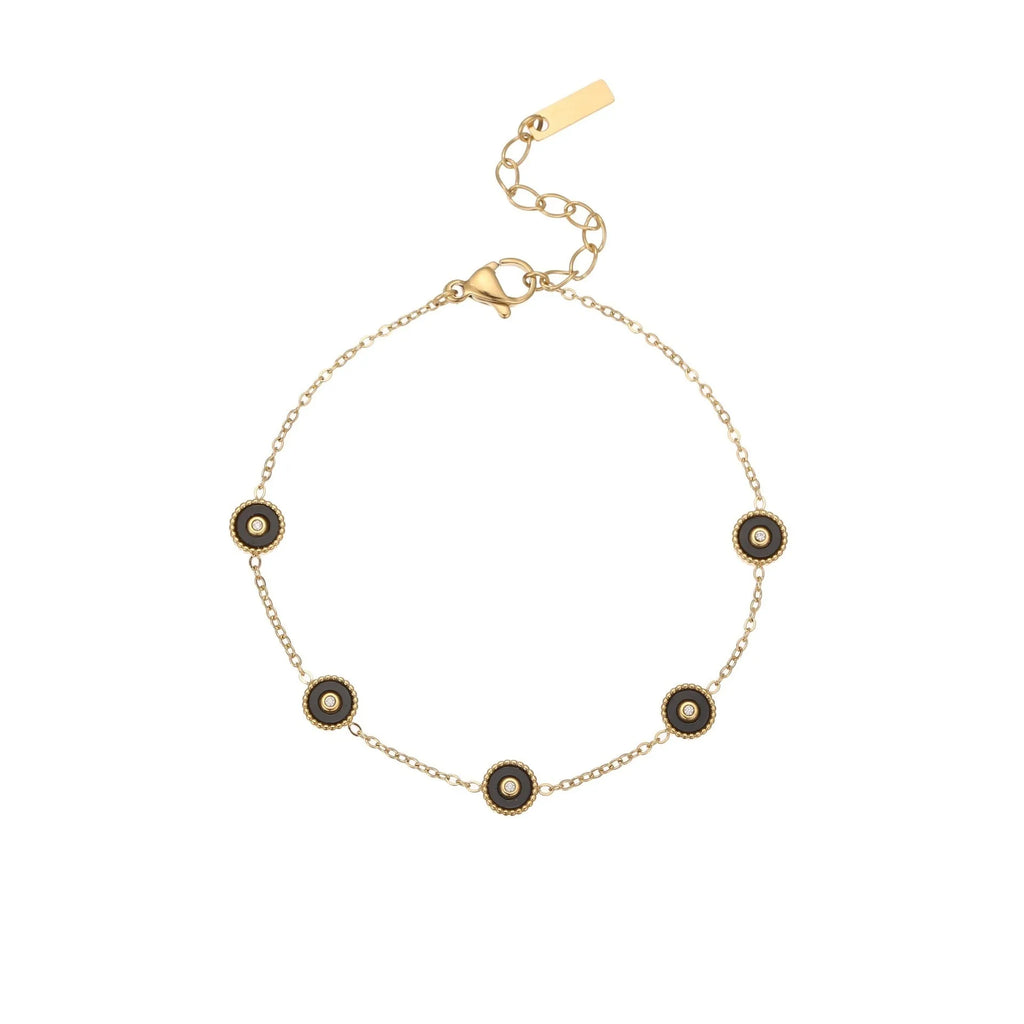 Women's geometric fritillary design bracelet and necklace set with 18K gold plating on stainless steel