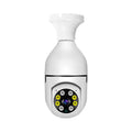 White wireless bulb security camera with lens, shown next to a ruler indicating 5cm width and 12cm height.