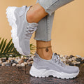 Flyknit mesh low-top sports shoes with platform sole in multiple colours