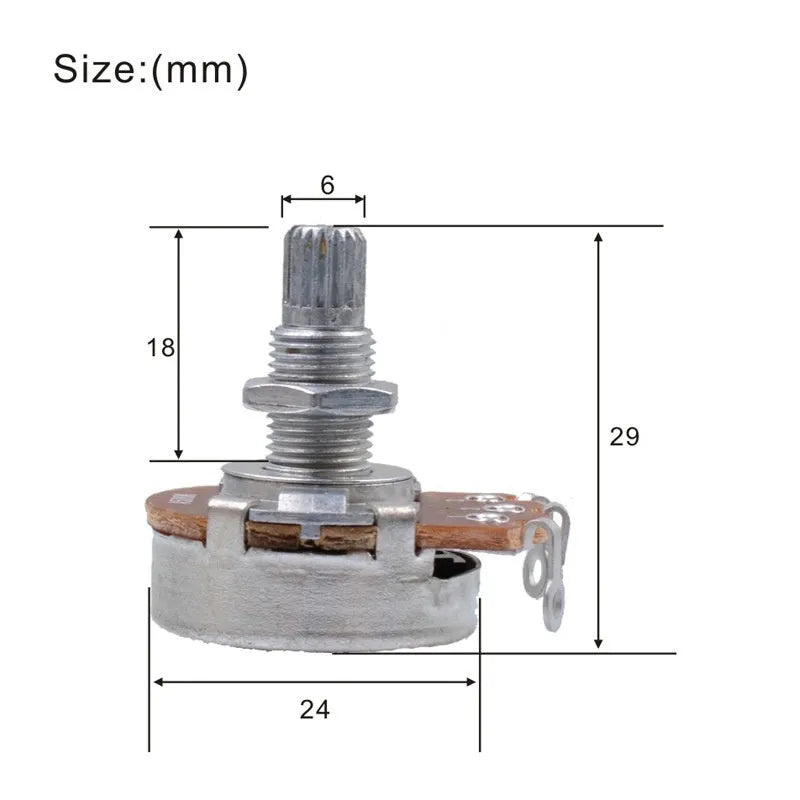 Metal electric guitar potentiometer knob for tone and volume control