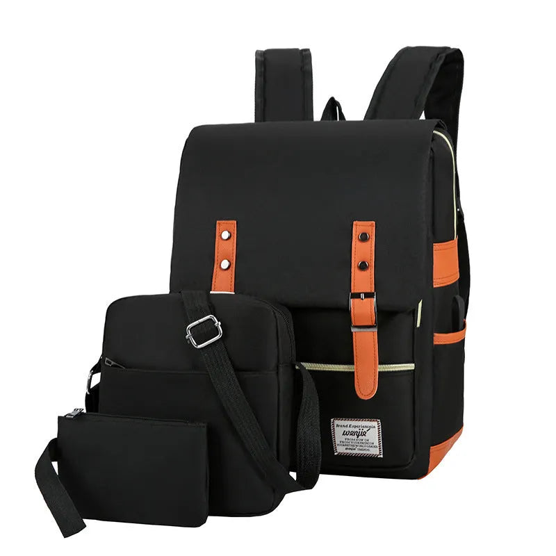 Three-piece waterproof business backpack in Oxford cloth with curved shoulder straps