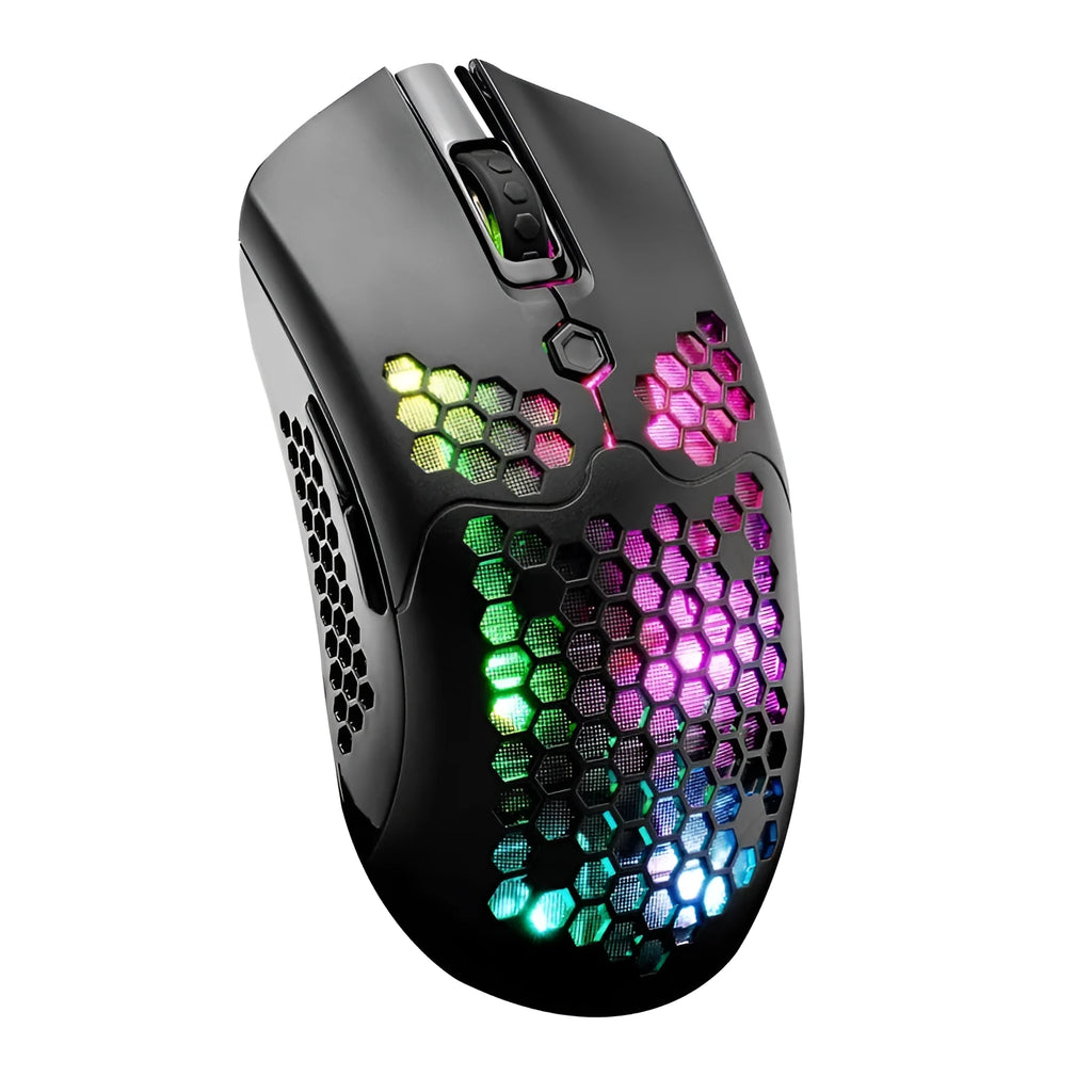 Free Wolf X2 wireless RGB gaming mouse in black, green, pink, white, or yellow with magnetic charger.