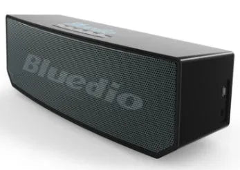 Black Bs-6 compact Bluetooth smart speaker showing front and side.