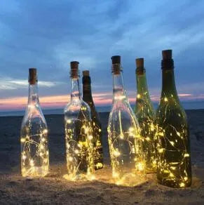 Flexible copper wire LED string light with bottle stopper for wine bottle decorations