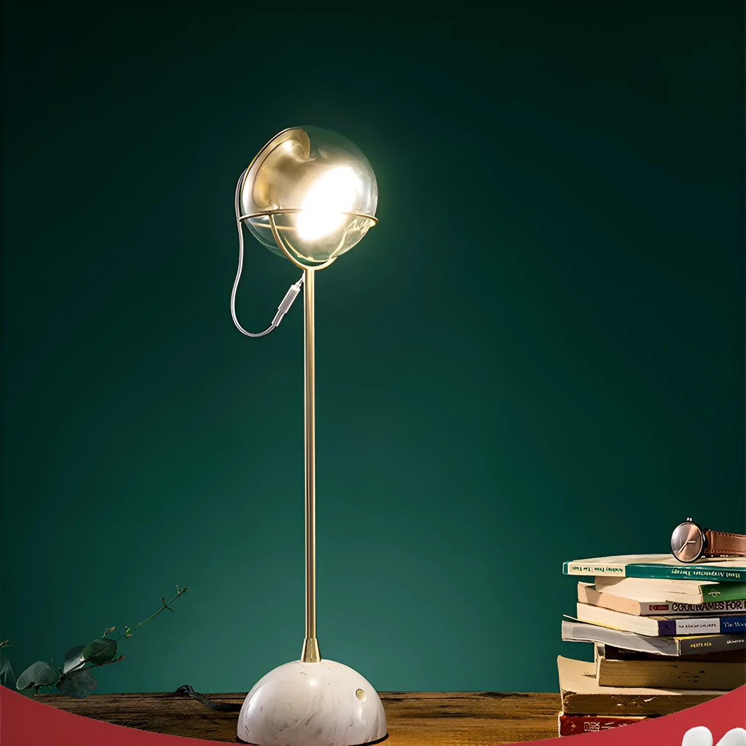 Creative glass desk lamp with dimmable LED light and touch switch control